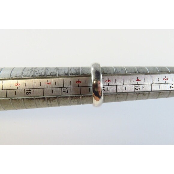 Pierced Silver & Orange Amber Cabochon Vintage Sterling Silver Ring Size 5.25 - Picture 7 of 7